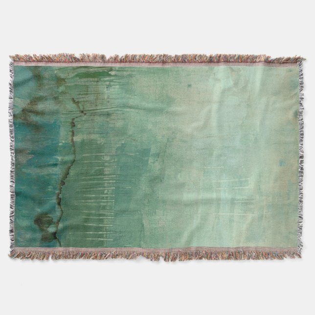 Manta Tejida Acuarela verde contemporánea (Anverso)