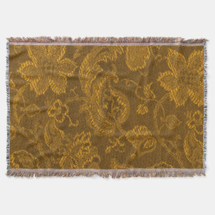Manta Tejida Afgano floral del oro amarillo de la mostaza del