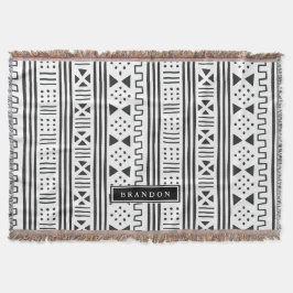 Manta Tejida Africano blanco MudCloth del negro el | inspirado