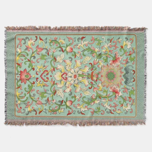 Manta Tejida Alfombras de flores de pasión floral vintage (Anverso)