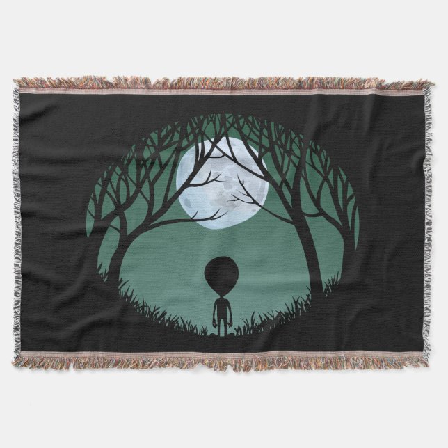 Manta Tejida Alien Art Blanket E.T. Alien Gray Throw Blanket (Anverso)