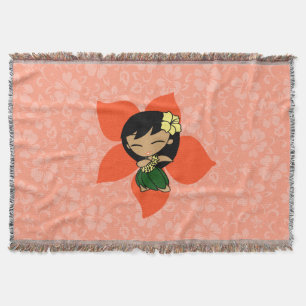 Manta Tejida Aloha Honeys Hawaiian Hibiscus Vintage Hula Chica