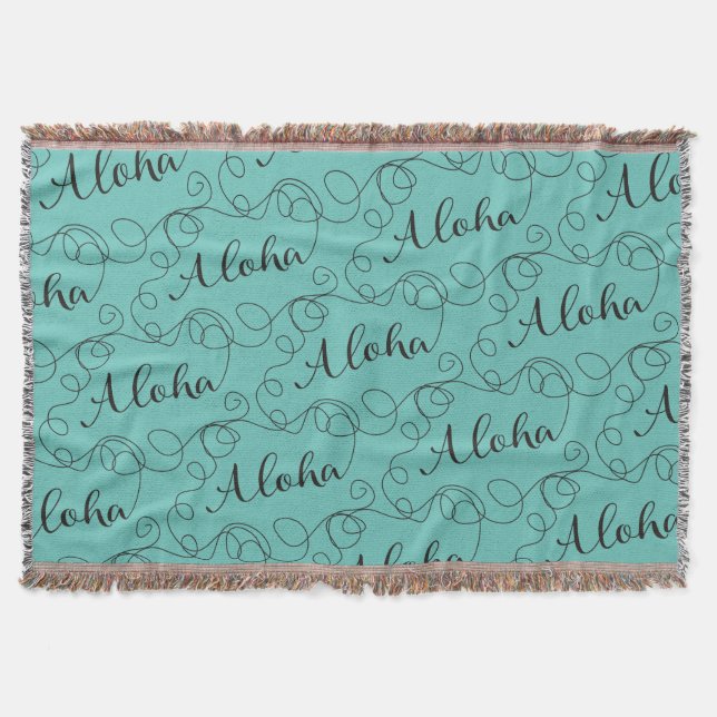 Manta Tejida ALOHA patrón negro transparente con LINES (Anverso)