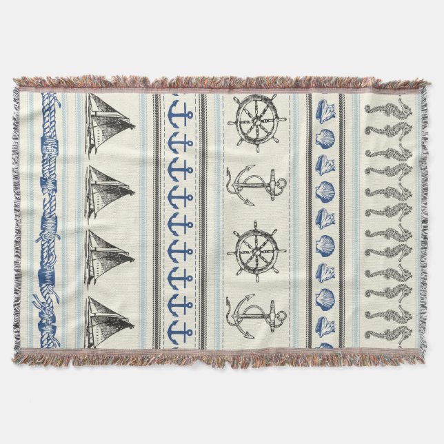 Manta Tejida Anclaje Nautical Rope Knot Throw Blanket (Anverso)