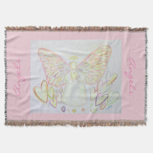 Manta Tejida Ángel de la Guardia del Corazón Arte Personalizado