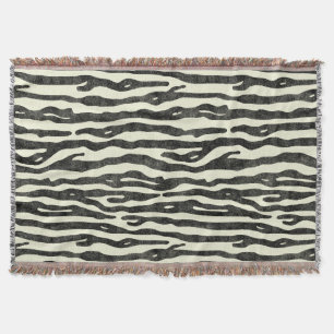 Manta Tejida Animal apenado beige negro del vintage del