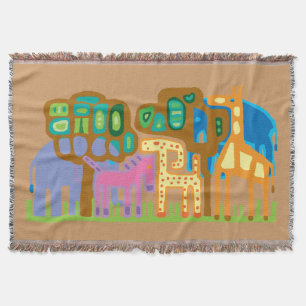 Manta Tejida Animales africanos estilo folclórico étnico