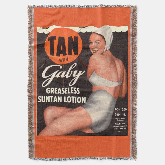 Manta Tejida Anuncio de Gaby Suntan Lotion 1950 (Frente vertical)