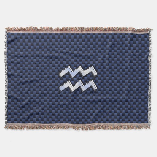 Manta Tejida Aquarius Zodiac Symbol on Navy Blue Carbon Fiber (Anverso)