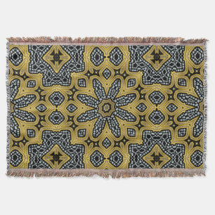 Manta tejida Arabesque negro del tiro de Geogems