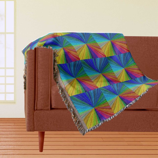 Manta Tejida Arcoiris gradiente circular (Circular Gradient Rainbow Throw Blanket)