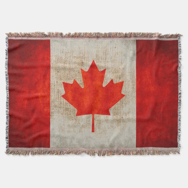 Manta Tejida Arpillera de la bandera de Canadá del Grunge del (Anverso)