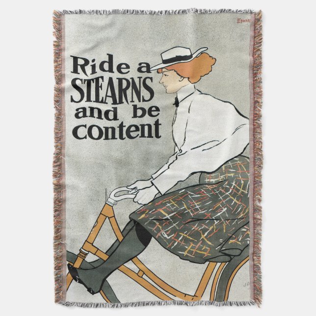 Manta Tejida Art Nouveau vintage, ciclismo de moto (Frente vertical)