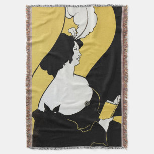 Manta Tejida Arte Antiguo Moderno, Mujer Leyendo un Libro Amari
