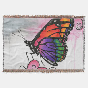 Manta Tejida Arte de fantasía original de la mariposa monarca a