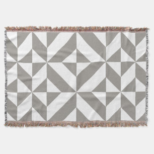 Manta Tejida Arte Deco Geométrico Gris Plateado