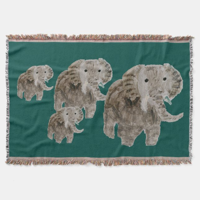 Manta Tejida Arte del elefante del animal salvaje (Anverso)