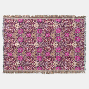 Manta Tejida Arte Nouveau floral, ciruelo, beige y Deep Purple