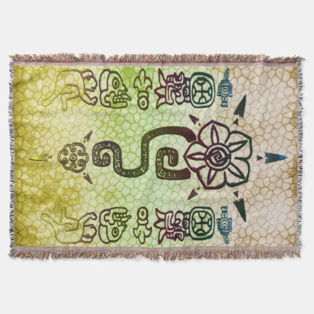 Manta Tejida Arte popular tribal ruso AZTEC (Anverso)