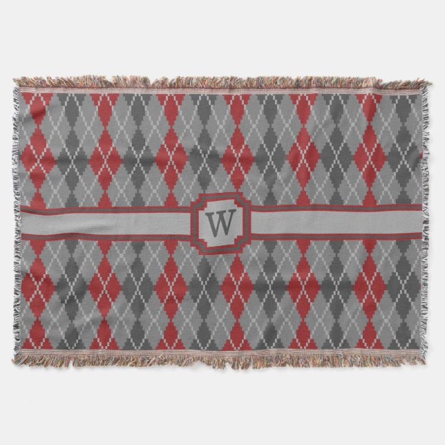 Manta Tejida Ashes and Embers Argyle Throw Blanket (Anverso)