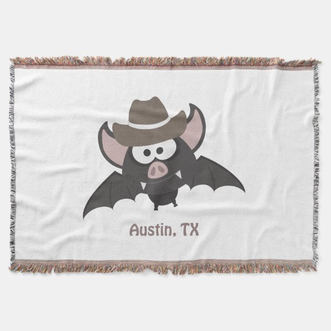 Manta Tejida Austin Texas Cute Personalizado Cowboy Bat (Anverso)