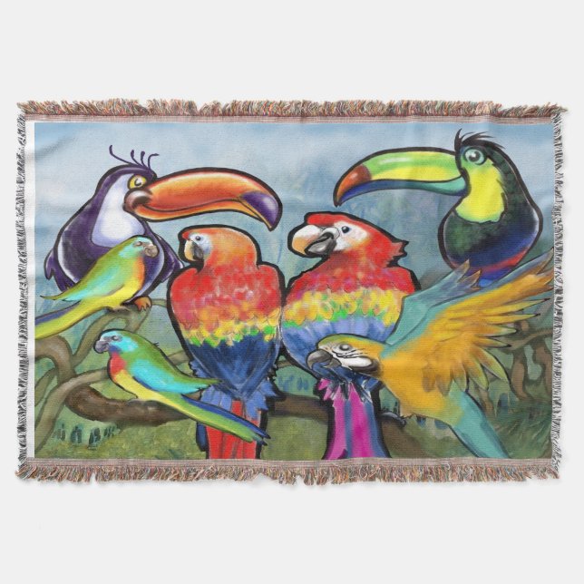 Manta Tejida Aves tropicales (Anverso)