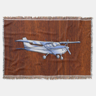 Manta Tejida Avión clásico cromo como Cessna en caoba