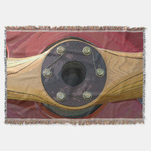 Manta Tejida Avión rojo y hélice de madera