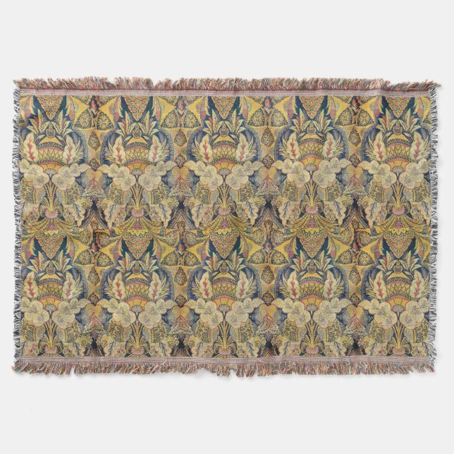 Manta Tejida Azul y oro Antiqued (Anverso)