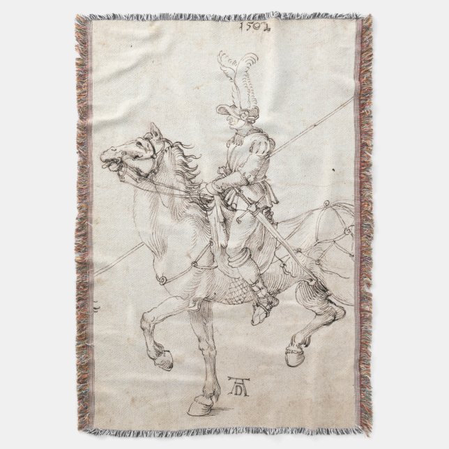 Manta Tejida Bailarina a caballo por Albrecht Durer (Frente vertical)