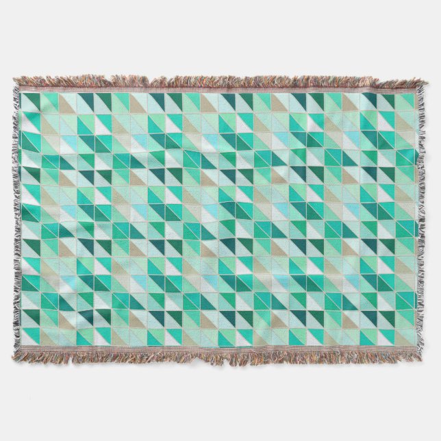 Manta Tejida Baldosas de mosaico - tonos verde marino (Anverso)