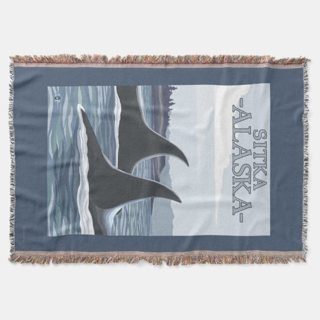 Manta Tejida Ballenas #1 - Sitka, Alaska de la orca (Anverso)