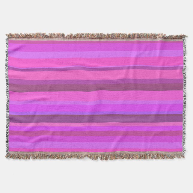 Manta Tejida Bandas horizontales rosadas (Anverso)