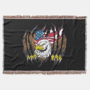Manta Tejida Bandera americana patriótica de Eagle calvo los