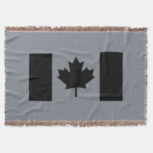Manta Tejida Bandera canadiense en gráfico negro