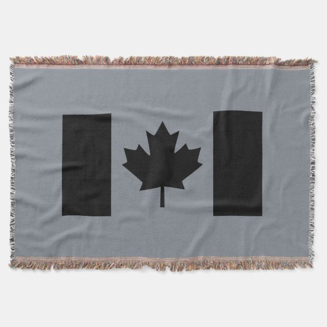 Manta Tejida Bandera canadiense en gráfico negro (Anverso)