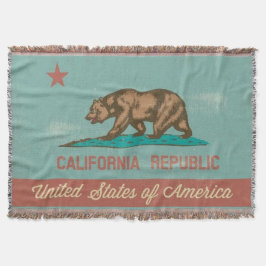 Manta Tejida Bandera de California de estilo vintage