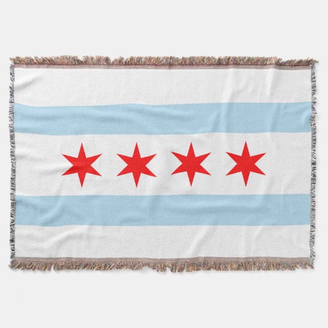 Manta Tejida Bandera de Chicago (Anverso)