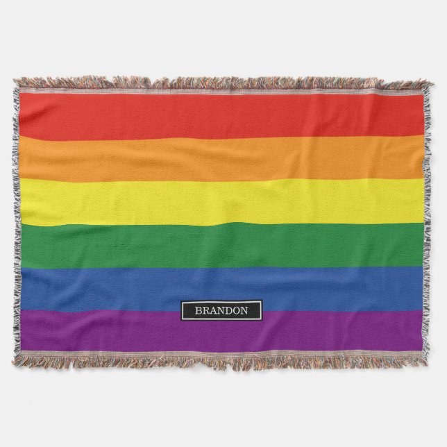 Manta Tejida Bandera del arco iris del orgullo gay (Anverso)