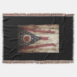 Manta Tejida Bandera del estado de Ohio en grano de madera