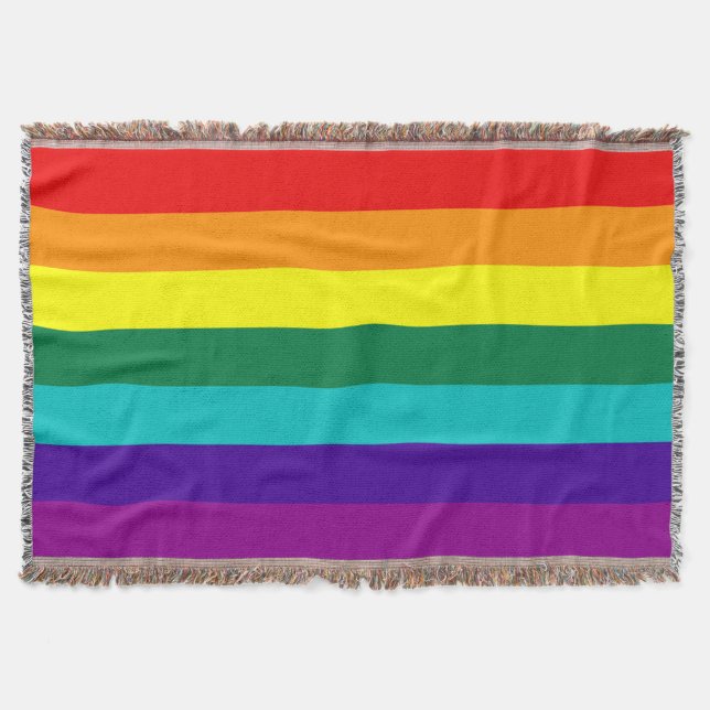 Manta Tejida Bandera del Orgullo Arcoiris de 7 bandas (Anverso)