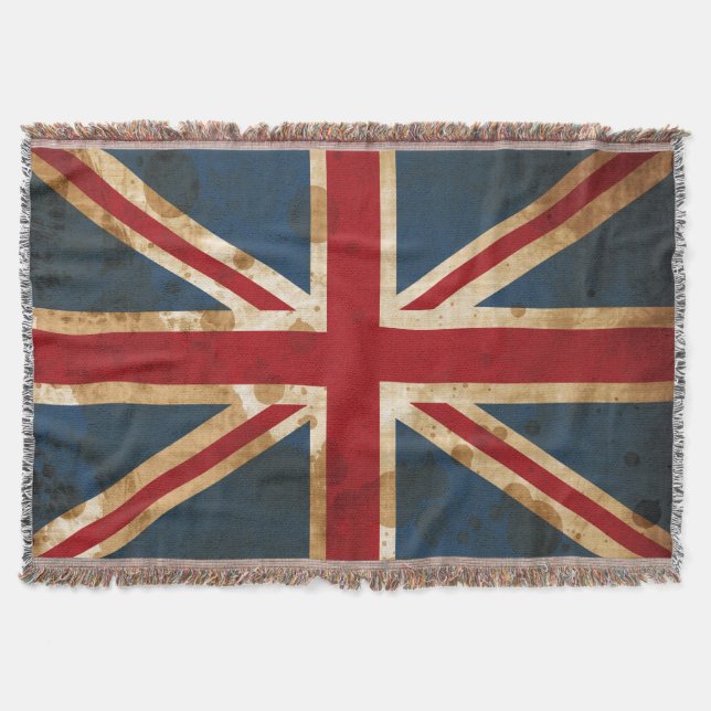 Manta Tejida Bandera manchada de Union Jack Reino Unido del (Anverso)