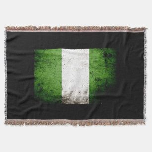 Manta Tejida Bandera negra de Nigeria del Grunge