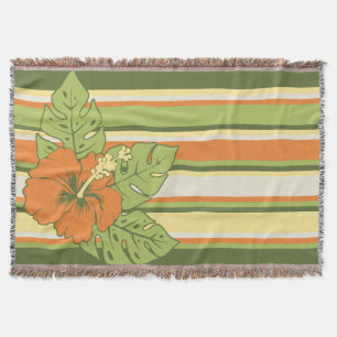 Manta Tejida Banzai Beach Hawaiano Hibiscus Striped Blanket