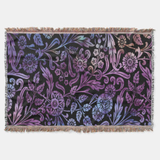 Manta Tejida Batik floral en azul y púrpura