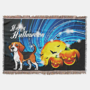 Manta Tejida Beagle Happy Halloween