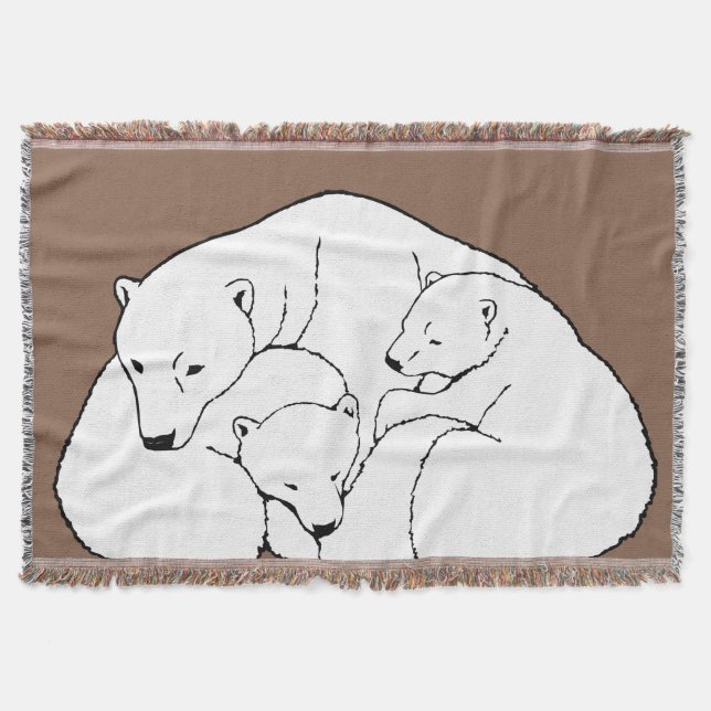 Manta Tejida Bear Art Blanket Mother & Cubs Bear Thear Blanket (Anverso)