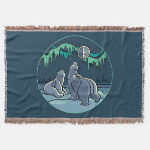 Manta Tejida Bear Art Blanket Native Polar Bear Throth Blanket