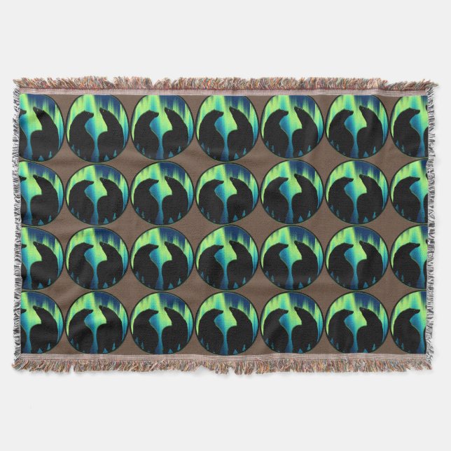 Manta Tejida Bear Blanket Northern Lights Bear Throth Blanket (Anverso)