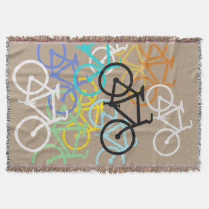 Manta Tejida Bicicletas. con su propio color de fondo